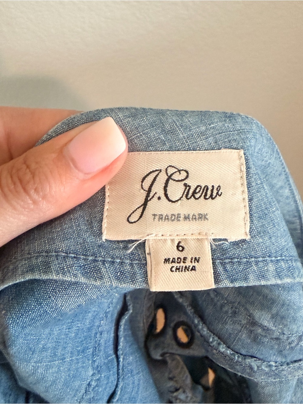 J. Crew Light Blue Eyelet Flutter Sleeve Chambray Cover-Up Dress - Picture 7 of 7